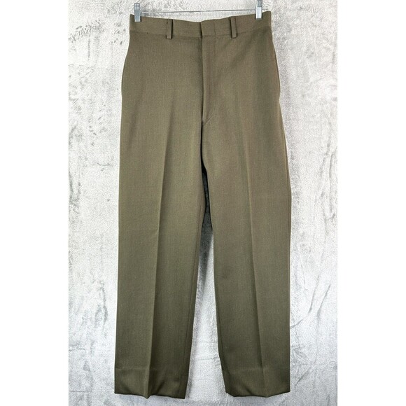 Vintage USMC Marine Uniform Pants Green SACO Uniforms 34 Long Wool - Picture 1 of 12